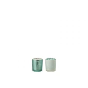 Theelichthouder spiralen glas mix small assortiment van 2