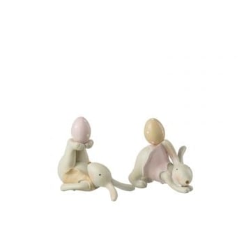 Konijnen spelend eieren poly mix assortiment van 2