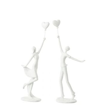 Vrouw en man hart ballon poly wit