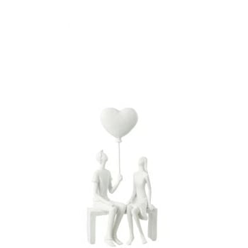 Koppel zittend hart ballon poly wit