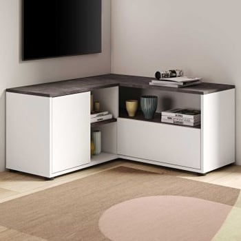 TV-meubel Annelle 1 draaideur, 1 opklapdeur en 2 legplanken-beton/wit