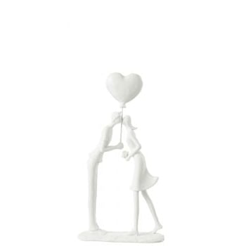 Koppel kus hart ballon poly wit