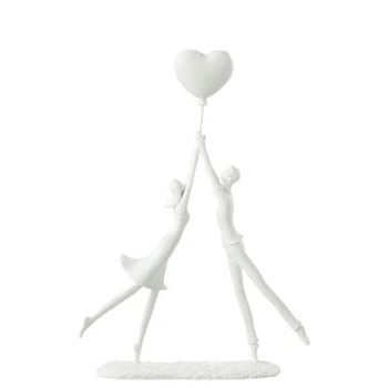 Koppel staand hart ballon poly wit