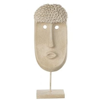 Gezicht staander etnisch steen/resine beige large