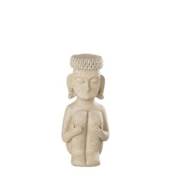 Standbeeld zittend etnisch steen/resine beige small