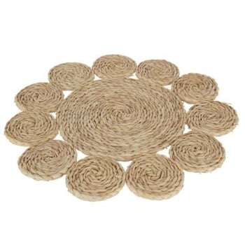 Placemat rond bloem maisschil naturel