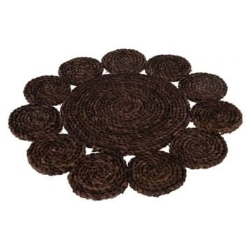 Placemat rond bloem maisschil donker bruin