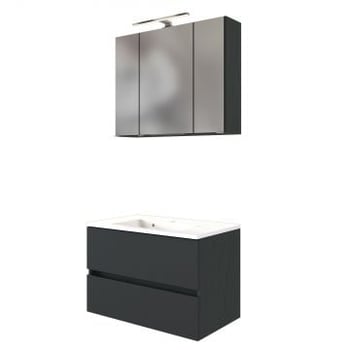 Wastafelmeubelset Brama 80cm - grafiet/mat grijs  
