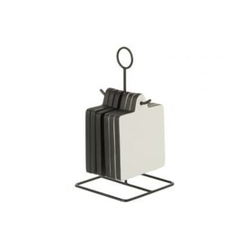 Coaster square vik wood with black/white