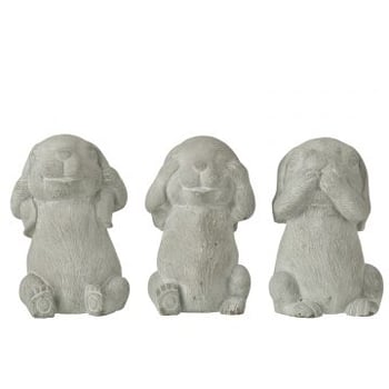 Figuur konijn cement grijs assortiment van 3