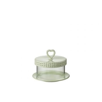 Cake bord onder glas keramiek groen small