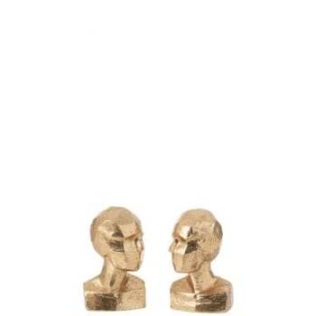 Set van 2 boekensteun hoofd geometrisch resine goud