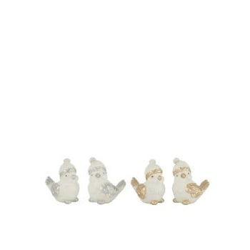Vogels hoed resine zilver/goud small assortiment van 4