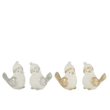Vogels hoed resine zilver/goud large assortiment van 4