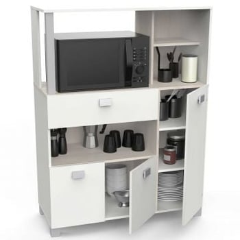 Microgolfkast Basiel-mat wit/acacia