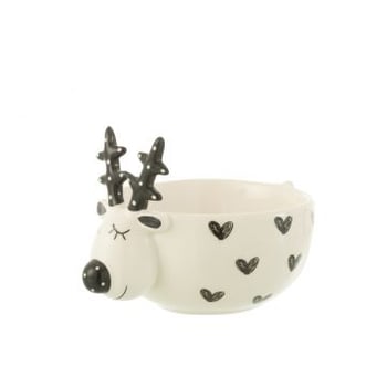 Kom hert hart dolomiet wit/zwart