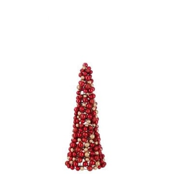 Kegel deco balletjes plastiek rood/goud small
