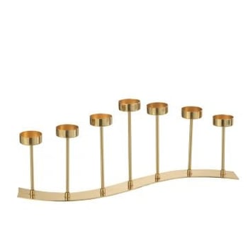 Windlicht curve 7 stukken metaal goud