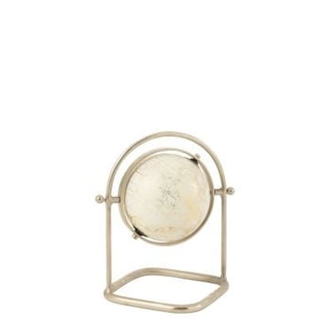 Wereldbol in staander metaal/papier wit/zilver/goud small