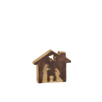 Kribbe huis hout bruin/naturel small
