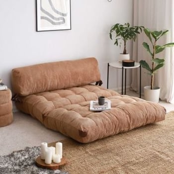 Atelier Del Sofa 2-zits slaapbank, fluweel ribfluweel, Camel