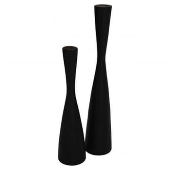 Kaarsenhouders Makeba - set van 2 - Ø8X32/Ø8X42 - zwart teakhout