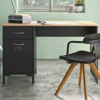 Bureau Manno 120cm industrieel - zwart