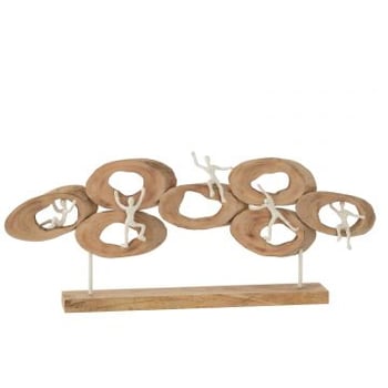 Figuurs 5 in ring op voet mango hout naturel