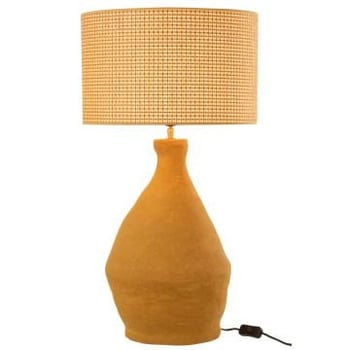 Lamp + kap indus papier mache geel