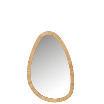 Spiegel paille rotan/glas natuur medium