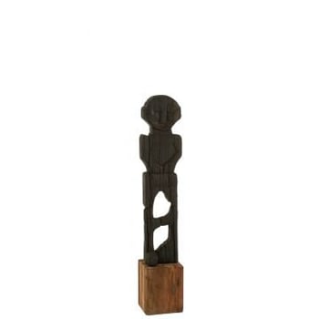 Statue mara gerecycleerd hout zwart/naturel