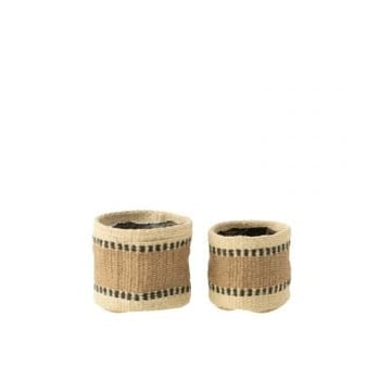 Set van 2 mand rond+band jute naturel/beige xs/s