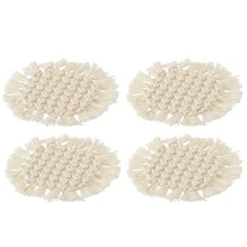 Set van 4 onderzetters rond macramé polyester beige