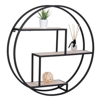 Ronde wandplankset Meghan | Ø62 x 14 cm | Zwart