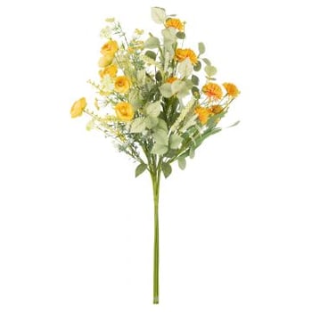 Boeket mix bloemen kunststof geel