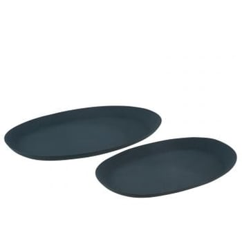 Set van 2 schalen ovaal ijzer blauw