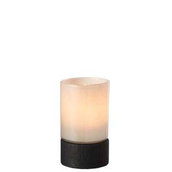 Windlicht/vaas ray glas/wilg wit/zwart small