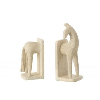 Set van 2 boekensteun paard modern resine beige