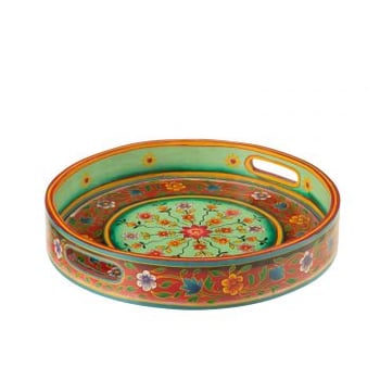 Dienblad met handvaten rond mango hout mix