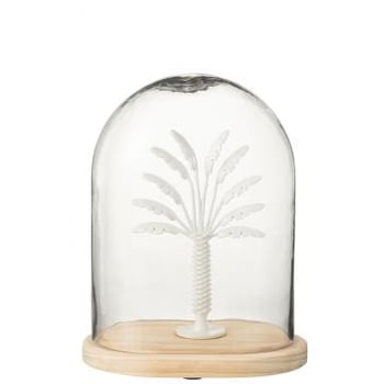 Stolp palmboom glas/metaal wit/naturel large