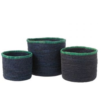 Set van 3 mand maïs donker blauw/azuur