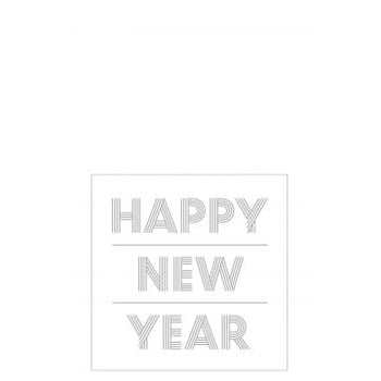 Pak 20 servetten happy newyear papier wit/zilver small