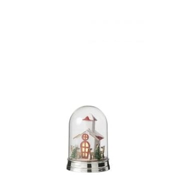 Stolp winter huis+dieren led acryl wit/groen
