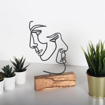 Tanelorn Decoratief Object | 100% Metaal en Hout | 17x38x3 | Zwart