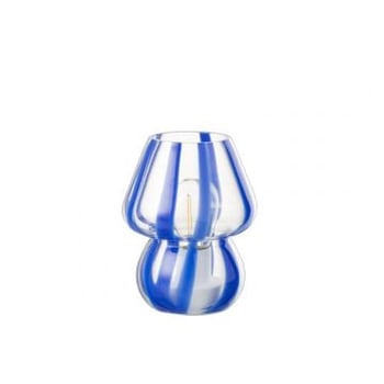 Tafellamp strepen glas transparant/blauw small