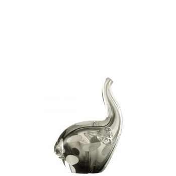 Olifant glas transparant/zwart small