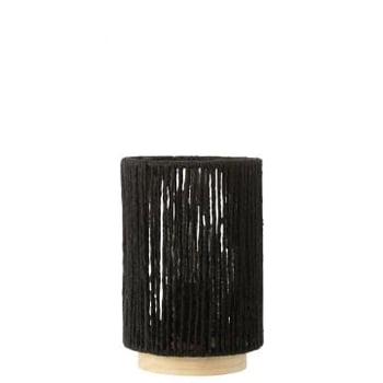 Lamp led cilinder metaal/katoen zwart large