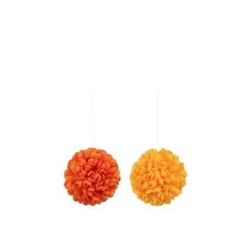 Bloem bol dia 16cm kunstmatig geel/oranje assortiment van 2