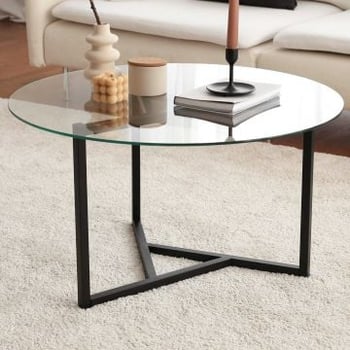 Stijlvolle 6mm Metalen Salontafel | 100% Gehard Glas | Transparant Zwart