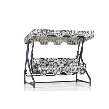 Woody Fashion-tuinschommel | Driedubbele zitting | metalen frame, polyester stof.